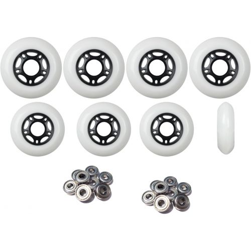  Players Choice OUTDOOR Inline Skate Wheels 80MM 89a WHITE x8 WABEC 5 BEARINGS