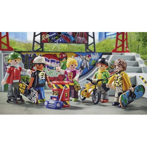  Playkidz Play-Mobil - 70168 -City Action - Skatepark with 4 Skateboarders