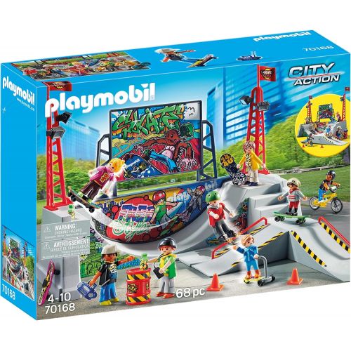  Playkidz Play-Mobil - 70168 -City Action - Skatepark with 4 Skateboarders