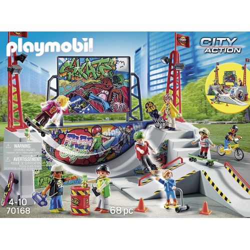  Playkidz Play-Mobil - 70168 -City Action - Skatepark with 4 Skateboarders