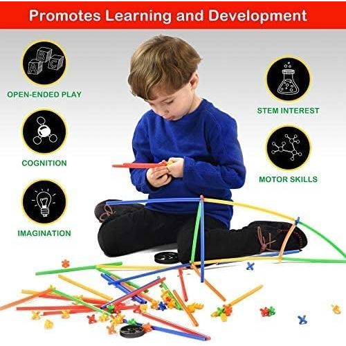  Playlearn USA Playlearn LARGE 800 Piece Straws Builders Construction Building Toy - Giant Pack with Special Connectors
