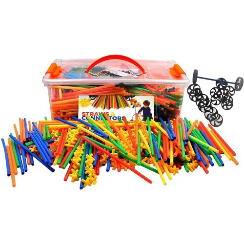  Playlearn USA Playlearn LARGE 800 Piece Straws Builders Construction Building Toy - Giant Pack with Special Connectors