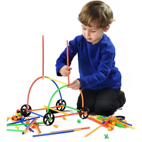  Playlearn USA Playlearn LARGE 800 Piece Straws Builders Construction Building Toy - Giant Pack with Special Connectors