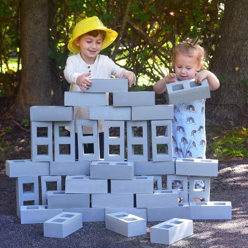  Playlearn USA Playlearn Foam Building Blocks for Kids - 40 Pack - Jumbo Size (Not Life Size) Extra-Thick Cinder Block, Builders Set for Construction and Stacking