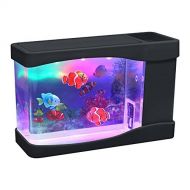 Playlearn USA Playlearn Mini Artificial Fish Tank with Moving Fish  USB/Battery Powered  Fake Aquarium Toy Fish Tank with 3 Fake Fish