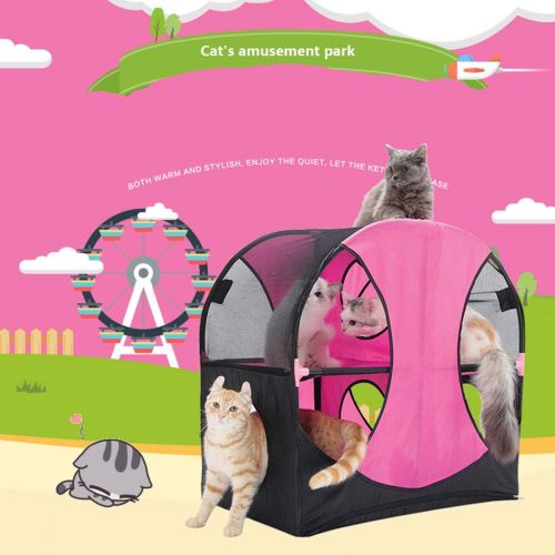  Playpens Houses & Habitats Pet Tent Cat Ferris Wheel Tent Cat Tunnel Cat Playground Toy Cat Litter Jumping Cat Shelf Funny Cat Supplies Outdoor Portable Pet Tent (Color : Pink, Size : 66426