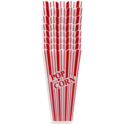  [아마존베스트]Playscene Popcorn Containers, Plastic Red & White Classic Movie Popcorn Containers, by Playscene (Quantity 8, Red & White)