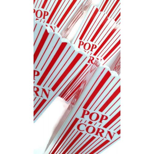  [아마존베스트]Playscene Popcorn Containers, Plastic Red & White Classic Movie Popcorn Containers, by Playscene (Quantity 8, Red & White)