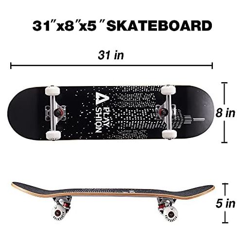  Playshion 31x8 Complete Skateboard for Kids and Beginners