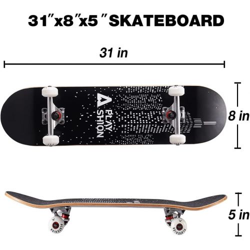  Playshion 31x8 Complete Skateboard for Kids and Beginners