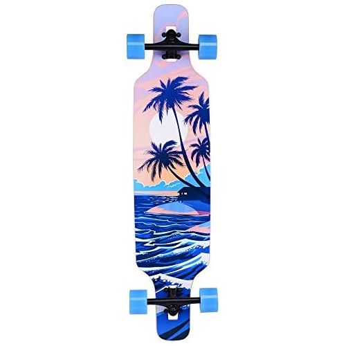  Playshion Drop Through Freestyle Longboard Skateboard Cruiser