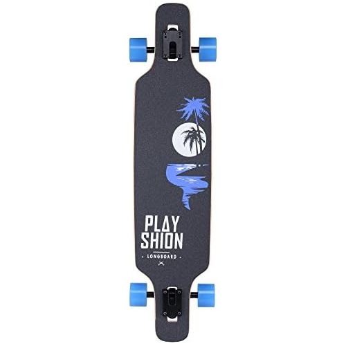  Playshion Drop Through Freestyle Longboard Skateboard Cruiser