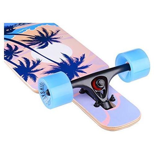  Playshion Drop Through Freestyle Longboard Skateboard Cruiser