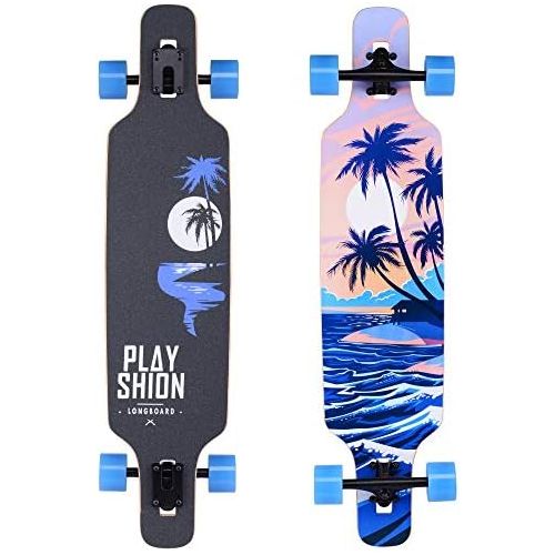  Playshion Drop Through Freestyle Longboard Skateboard Cruiser