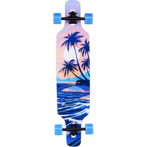  Playshion Drop Through Freestyle Longboard Skateboard Cruiser