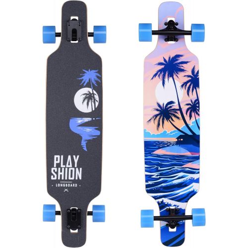  Playshion Drop Through Freestyle Longboard Skateboard Cruiser