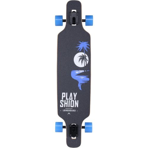  Playshion Drop Through Freestyle Longboard Skateboard Cruiser