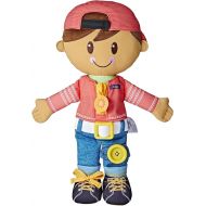 Playskool Dressy Kids Doll with Brown Hair and Hat, Activity Plush Toy with Zipper, Shoelace, Button, for Ages 2 and Up (Amazon Exclusive)