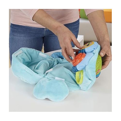  Playskool Fold 'n Go Elephant Stuffed Animal Tummy Time Toy for Babies 3 Months and Up, Blue (Amazon Exclusive)