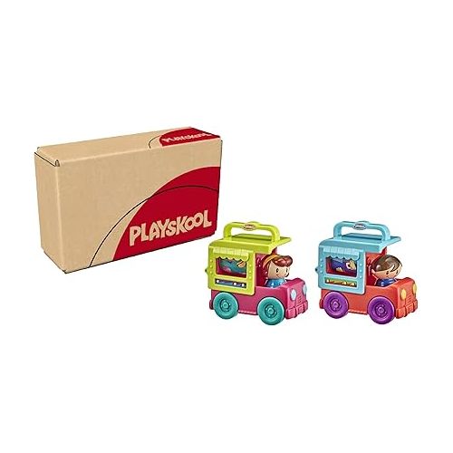  Playskool Fold 'n Roll Trucks Activity Toy Bundle of 2 Vehicles for Toddlers 12 Months and Up, Food and Ice Cream Truck Themes with 1 of Each (Amazon Exclusive)