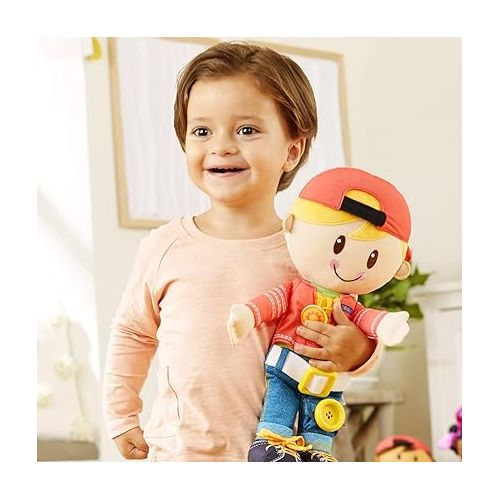  Playskool Dressy Kids Doll with Blonde Hair and Hat, Activity Plush Toy with Zipper, Shoelace, Button, for Kids Ages 2 and Up (Amazon Exclusive)