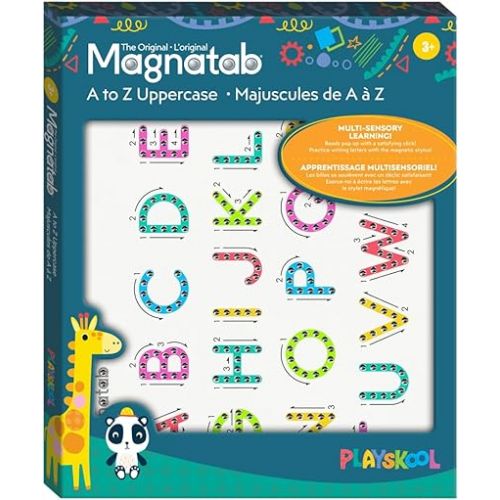  Playskool Magnatab ? A to Z Uppercase Letters ? Magnetic Board Toy Letter Tracing for Toddlers Learning and Sensory Drawing ? for Kids Ages 3 and Up