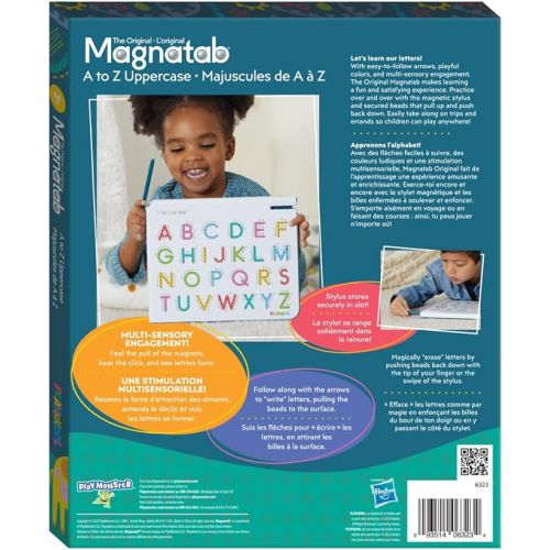  Playskool Magnatab ? A to Z Uppercase Letters ? Magnetic Board Toy Letter Tracing for Toddlers Learning and Sensory Drawing ? for Kids Ages 3 and Up