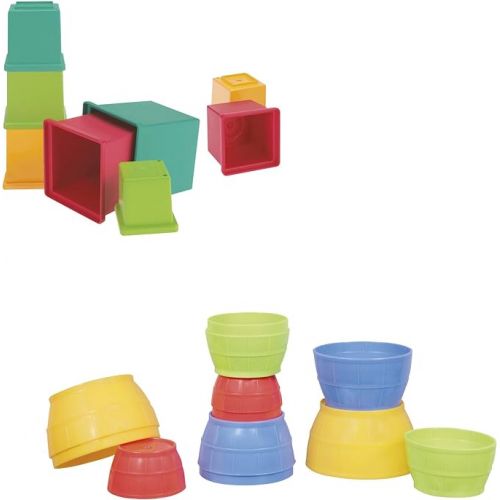 Playskool Stack and Nest Barrels and Blocks Bundle Toy for Babies and Toddlers 1 Year and Up, 16 Piece Set (Amazon Exclusive)