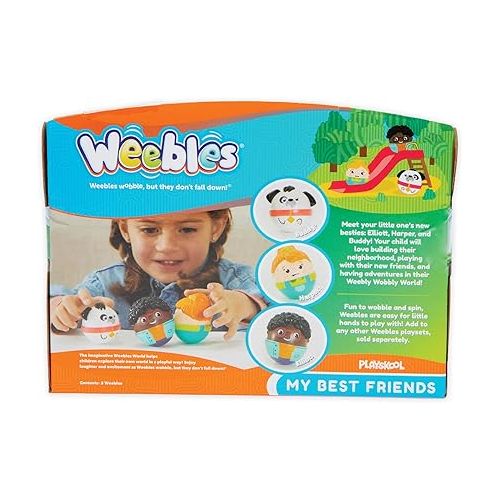  Playskool Weebles My Best Friends - Weeble Wobble Preschool Toy for Toddlers, 2 Weebles Characters + 1 Weebles Pet Dog for Kids Ages 12 Months and Up