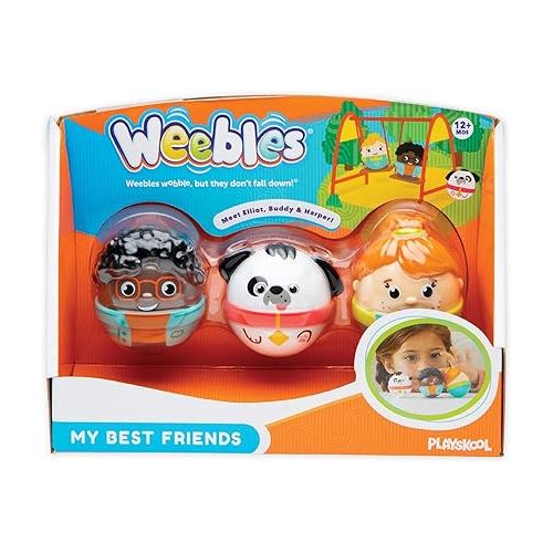  Playskool Weebles My Best Friends - Weeble Wobble Preschool Toy for Toddlers, 2 Weebles Characters + 1 Weebles Pet Dog for Kids Ages 12 Months and Up