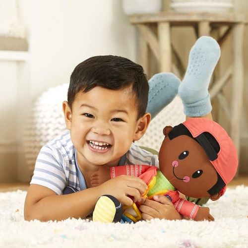  Playskool Dressy Kids Doll with Black Hair and Hat, Activity Plush Toy with Zipper, Shoelace, Button, for Kids Ages 2 and Up (Amazon Exclusive)