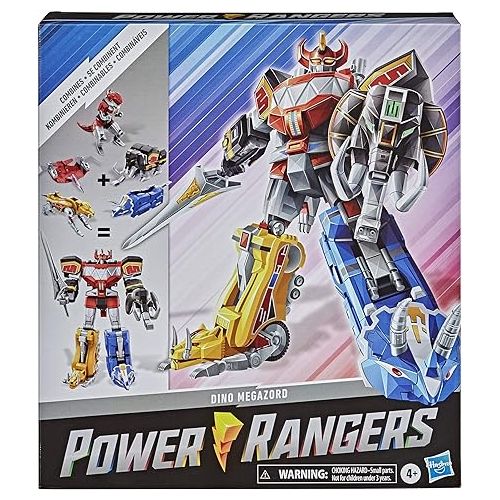  Power Rangers Mighty Morphin Megazord Megapack Includes 5 MMPR Dinozord Action Figure Toys for Boys and Girls Ages 4 and Up Inspired by 90s TV Show (Amazon Exclusive)