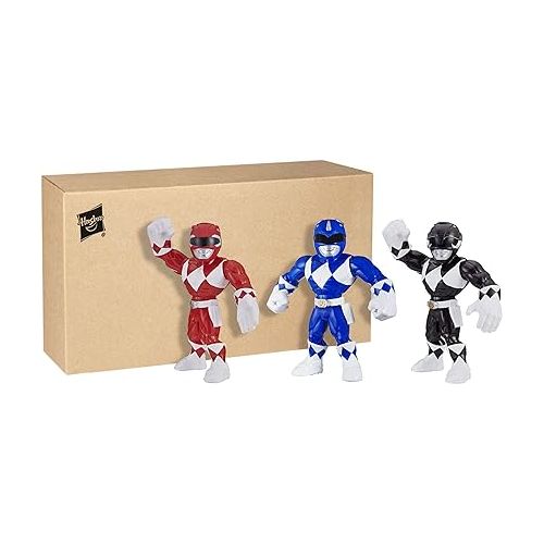  Power Rangers Playskool Heroes Mega Mighties Power Rangers 3-Pack - Red, Blue and Black Ranger 10-Inch Action Figures, Kids Ages 3 and Up (Amazon Exclusive)