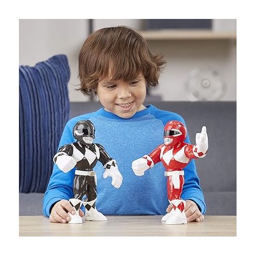  Power Rangers Playskool Heroes Mega Mighties Power Rangers 3-Pack - Red, Blue and Black Ranger 10-Inch Action Figures, Kids Ages 3 and Up (Amazon Exclusive)