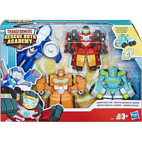  Playskool Heroes Transformers Rescue Bots Academy Rescue Team Pack, 4 Collectible 4.5 Converting Action Figures, Toys for Kids Ages 3 & Up, Brown (E5099)