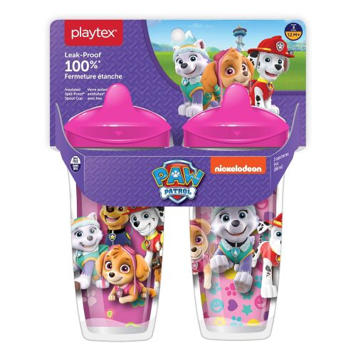  [아마존베스트]Playtex Sipsters Stage 3 Paw Patrol Spill-Proof, Leak-Proof, Break-ProofSpout Cup for Girls, 9 Ounce - Pack of 2