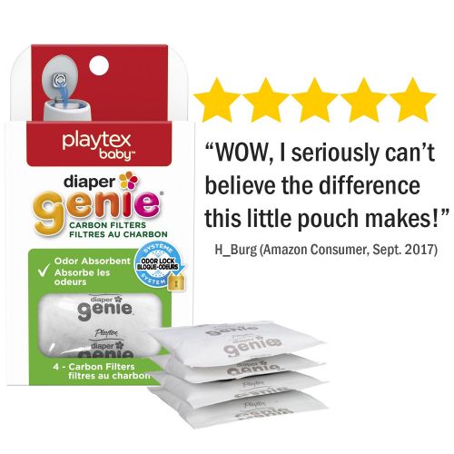  Playtex Diaper Genie Carbon Filter, Ideal for Use with Diaper Genie Complete, Odor Eliminator, 4 Pack