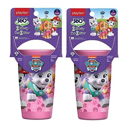  Playtex Sipsters Stage 2 360° Paw Patrol Spill-Proof, Leak-Proof, Break-ProofSpoutless Cup for Girls, 10 Ounce - Pack of 2