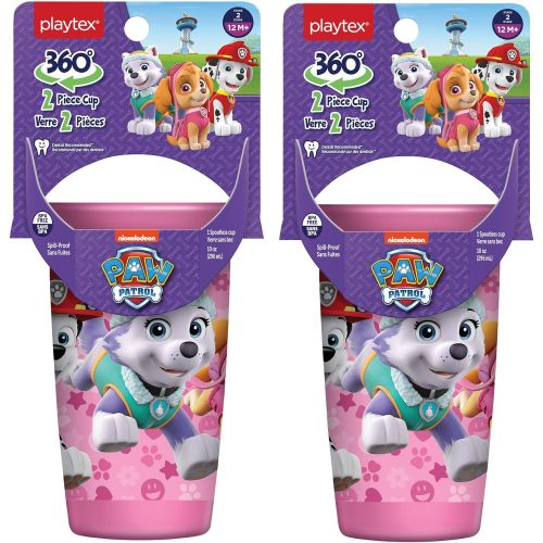  Playtex Sipsters Stage 2 360° Paw Patrol Spill-Proof, Leak-Proof, Break-ProofSpoutless Cup for Girls, 10 Ounce - Pack of 2