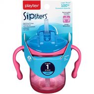 Playtex Sipsters Stage 1 Spill-Proof, Leak-Proof, Break-Proof Straw Sippy Cups - 6 Ounce - 1 Count (Color May Vary)