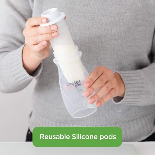  Playtex Baby Nurser Reusable Silicone PODS, Breastmilk Storage & Air-Free Feeding, 4 oz, 6 Count