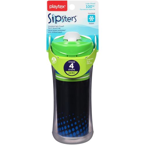  Playtex Sipsters Stage 4 Spill-Proof, Leak-Proof, Break-Proof Insulated Sport Spout Sippy Cup - 12 Ounce - 1 Count (Color May Vary)