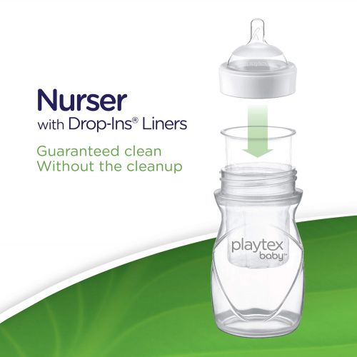  Playtex Baby Nurser Bottle with Disposable Drop-Ins Liners, for Breastfed Babies, 4 Ounce Bottles, 3Count, Clear