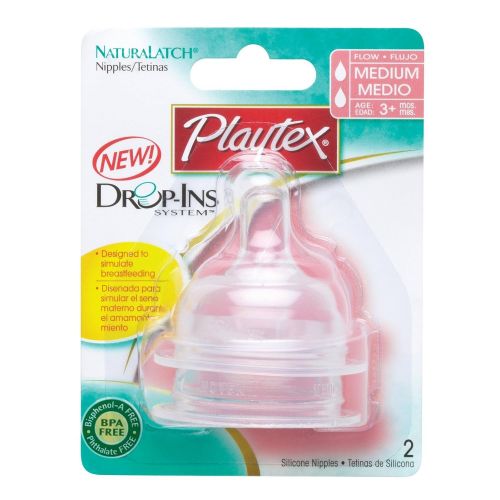  Playtex NaturaLatch Silicone Nipple, Medium Flow - 2 Pack