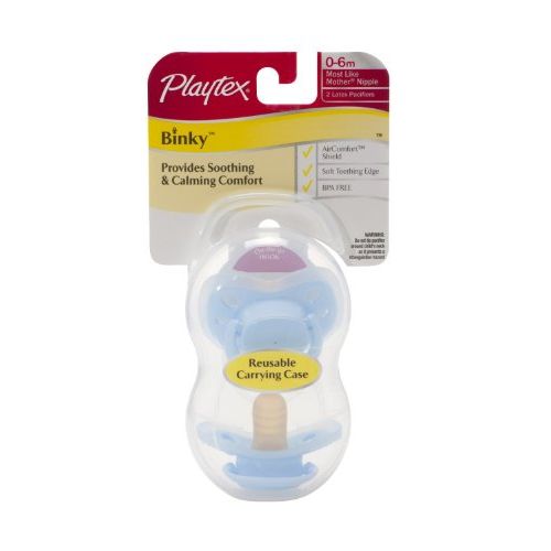  Playtex 2 Piece Binky Latex Pacifier, Newborn - Boy Colors
