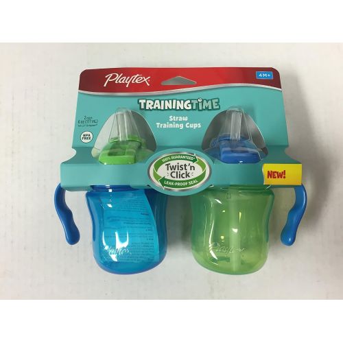  Playtex Training Time Blue and Green Straw Cups, 6 Ounce, 2 Cups