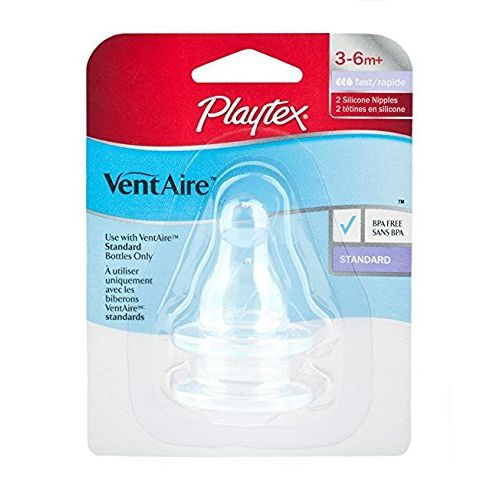  Playtex VentAire Bubble Free Silicone Feeding Nipples, Stage 2 Fast Flow - 4 Nipples