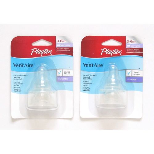  Playtex VentAire Bubble Free Silicone Feeding Nipples, Stage 2 Fast Flow - 4 Nipples