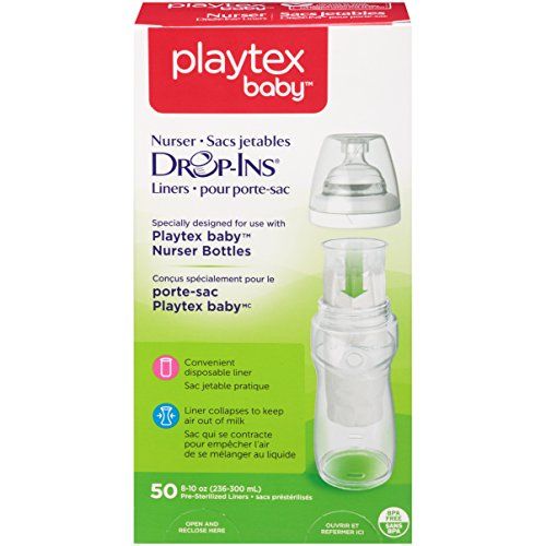  Playtex Drop-Ins BPA-Free Bottle Liners for Playtex Nurser Bottles, 8 Ounce, 50 Count