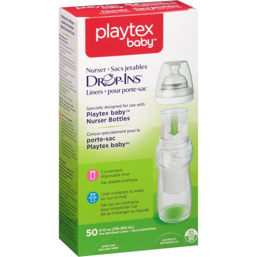  Playtex Nurser System Drop Ins Bottle Liners, Pre-Formed, Soft, 50 ct, 8 oz